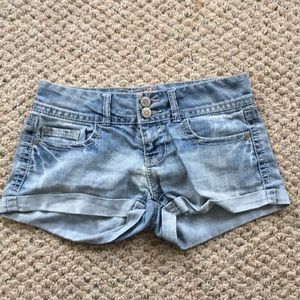 Low rise jean shorts light wash